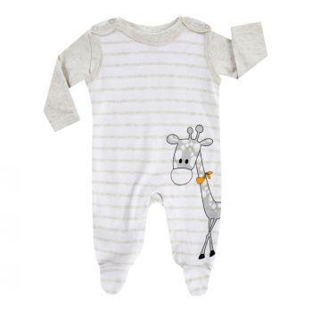 BOLEY Baby Stramplerset, Tiere, 2er-Pack, weiß-beige, Gr. 50-74